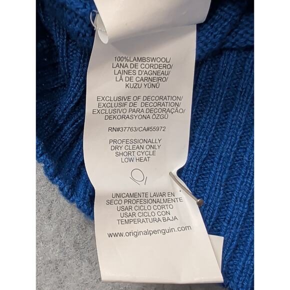 Penguin By Munsingwear Sweater Large Blue 100% Lambswool Crew Neck Preppy Casual - Picture 4 of 11